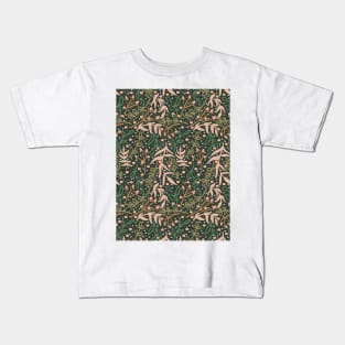 Botanicals and Dots - Hand Drawn Design - Peach, Emerald, Sage Kids T-Shirt